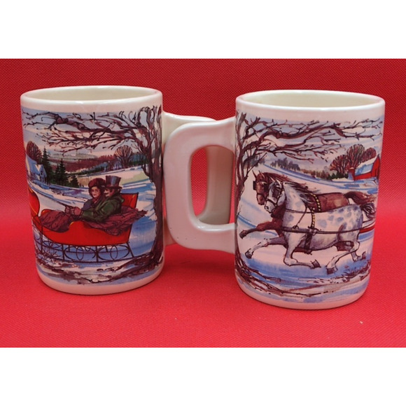 Victorian Christmas Mugs – Vintage Holiday Stoneware Set - Picture 7 of 15